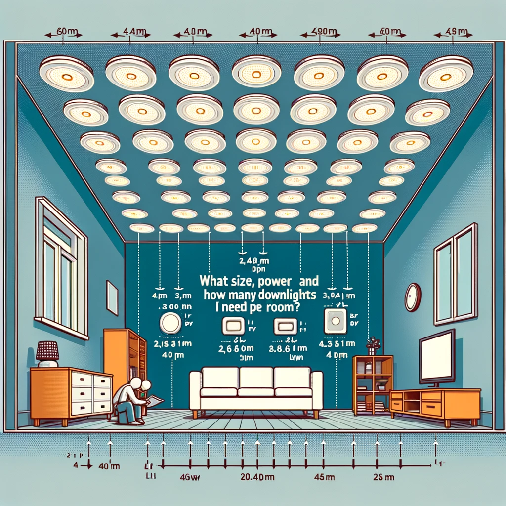 What size, power and how many LED downlights do i need per room?