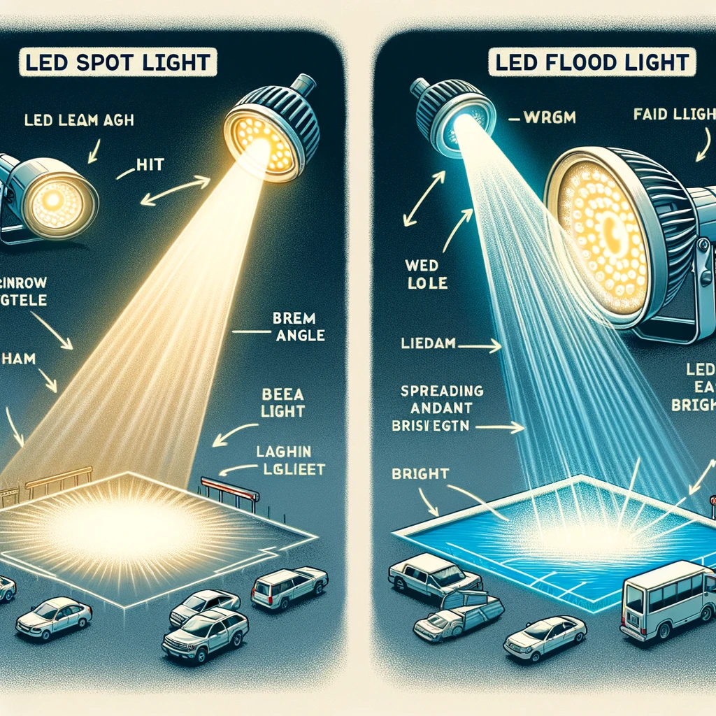What is the difference between LED spot light and LED flood light?