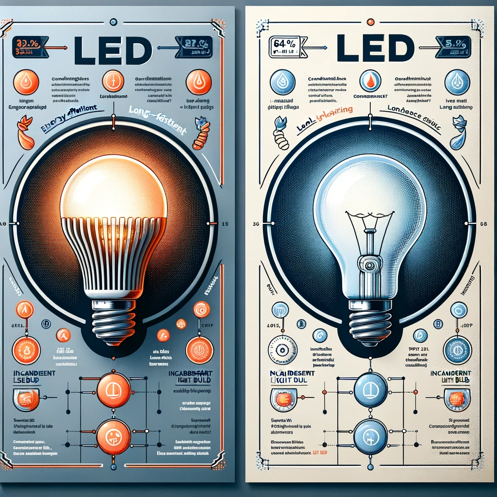 What is the difference between led bulb and incandescent light bulb? What is the difference between led bulb and incandescent light bulb?